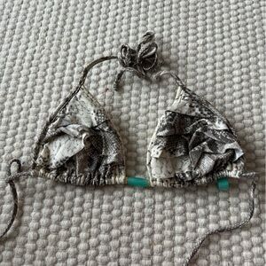 VIX snakeskin ruffle bikini top